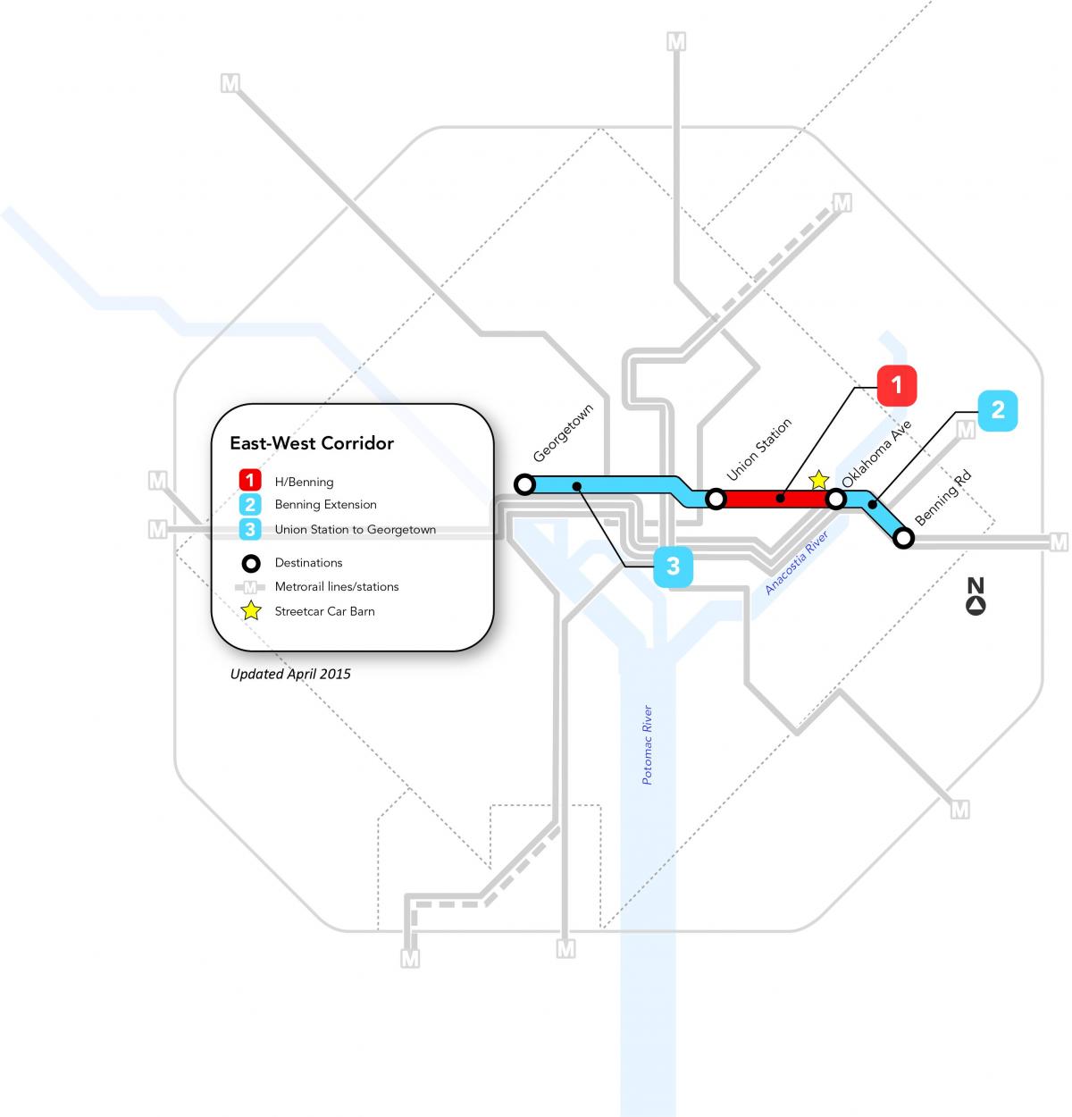 Washington DC tram stations map