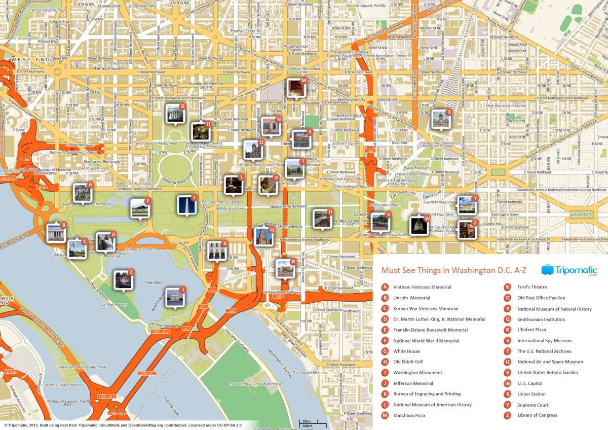 Washington DC sights map