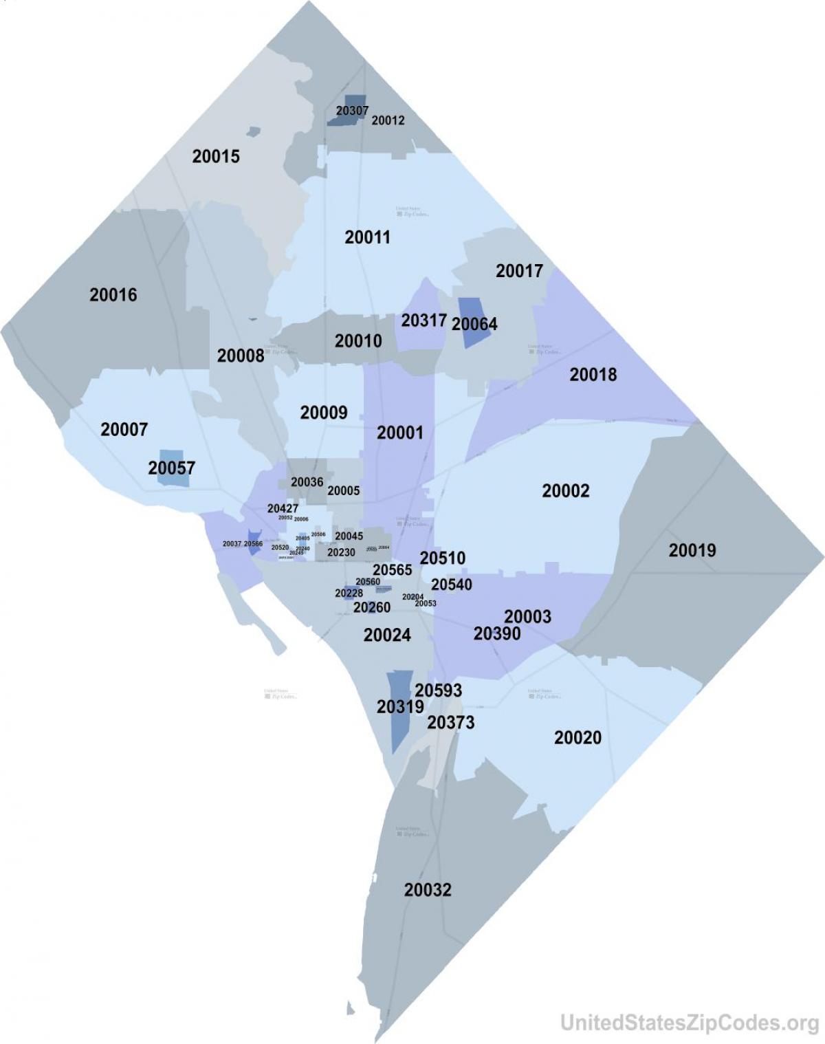 Washington DC zip codes map