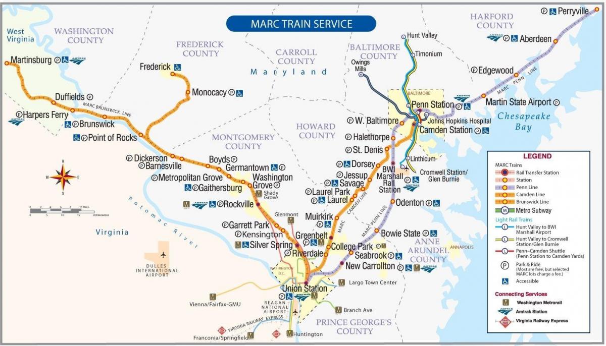 Washington DC railway stations map